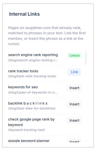 Add internal links with AI Writer